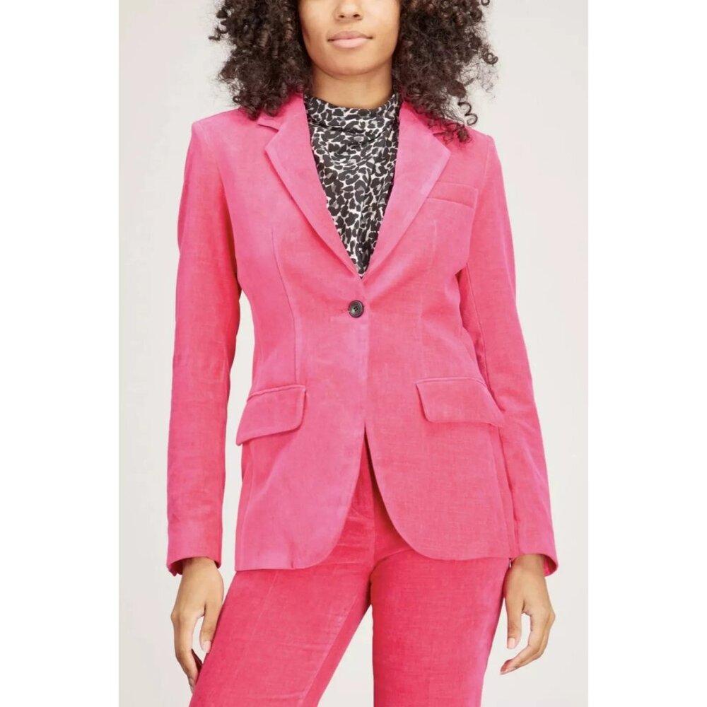 Câllas Milano James Velvet Single-Breasted Blazer Fuchsia Single Button Size 38